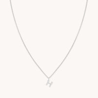H Initial Pavé Pendant Necklace in Silver