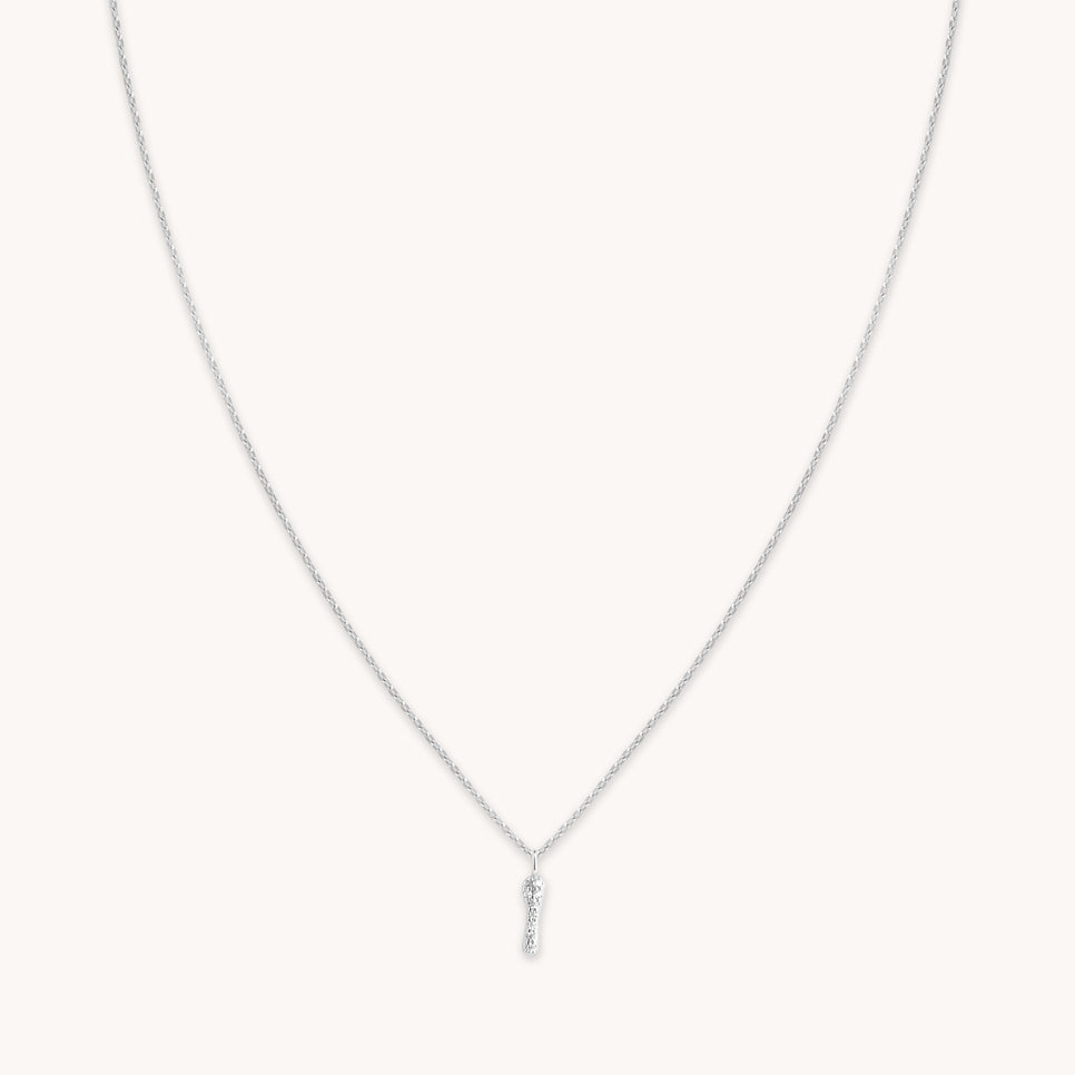 Gemstone Necklaces - I Initial Pavé Pendant Necklace in Silver - Pendant Necklace - Astrid & Miyu