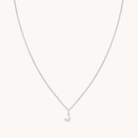 Gemstone Necklaces - J Initial Pavé Pendant Necklace in Silver - Pendant Necklace - Astrid & Miyu