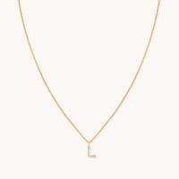 L Initial Pavé Pendant Necklace in Gold