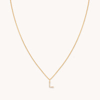 18k Gold Plated Jewellery - L Initial Pavé Pendant Necklace in Gold - Pendant Necklace - Astrid & Miyu