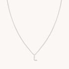L Initial Pavé Pendant Necklace in Silver