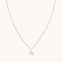 Gemstone Necklaces - M Initial Pavé Pendant Necklace in Silver - Pendant Necklace - Astrid & Miyu
