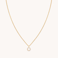 O Initial Pavé Pendant Necklace in Gold