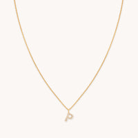 P Initial Pavé Pendant Necklace in Gold