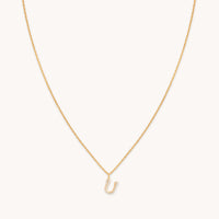 18k Gold Plated Jewellery - U Initial Pavé Pendant Necklace in Gold - Pendant Necklace - Astrid & Miyu