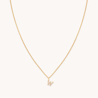 W Initial Pavé Pendant Necklace in Gold