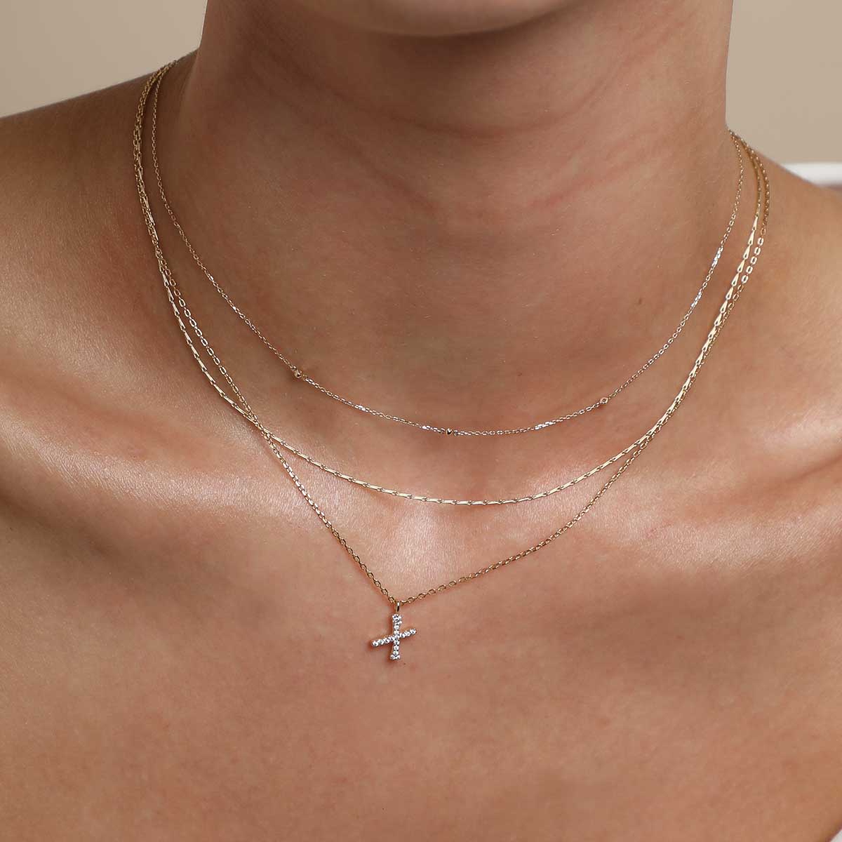 X Initial Pavé Pendant Necklace in Gold