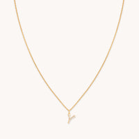 Y Initial Pavé Pendant Necklace in Gold