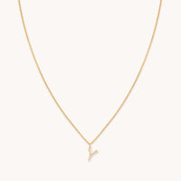 18k Gold Plated Jewellery - Y Initial Pavé Pendant Necklace in Gold - Pendant Necklace - Astrid & Miyu