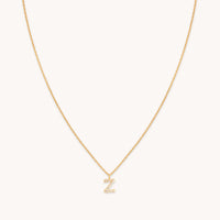 18k Gold Plated Jewellery - Z Initial Pavé Pendant Necklace in Gold - Pendant Necklace - Astrid & Miyu