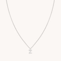 Gemstone Necklaces - Z Initial Pavé Pendant Necklace in Silver - Pendant Necklace - Astrid & Miyu