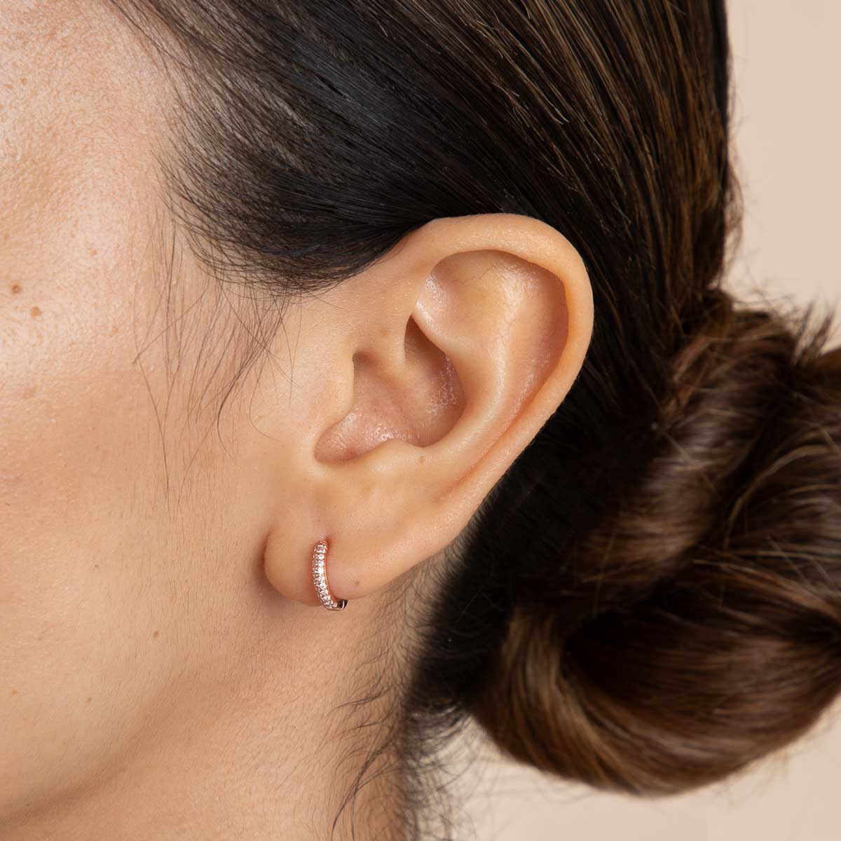 Bold Pavé Huggies in Rose Gold