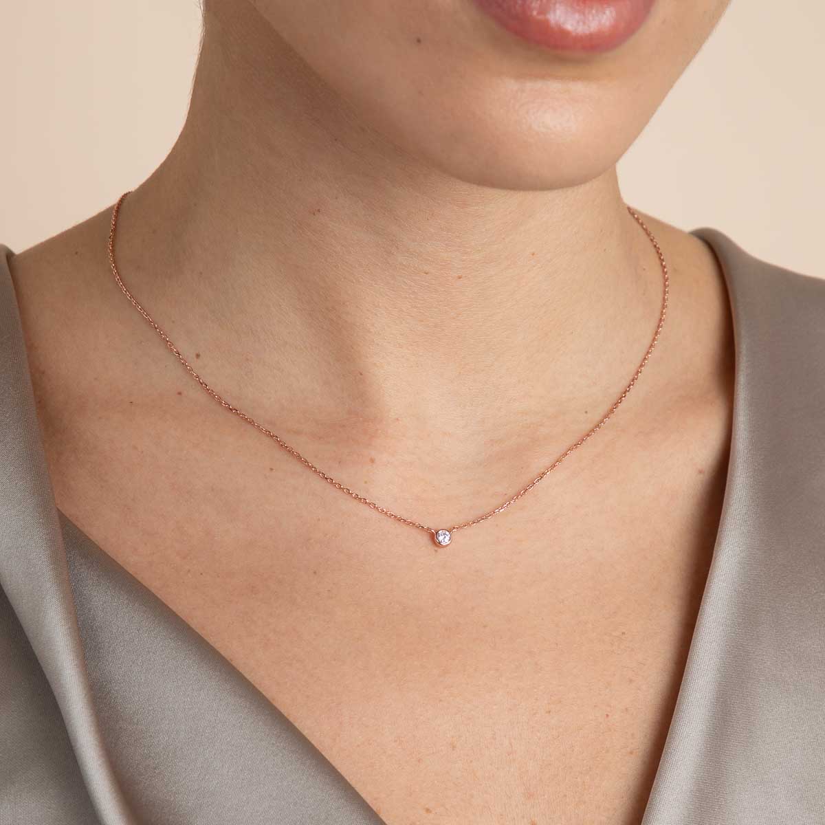 Essential Crystal Pendant Necklace in Rose Gold