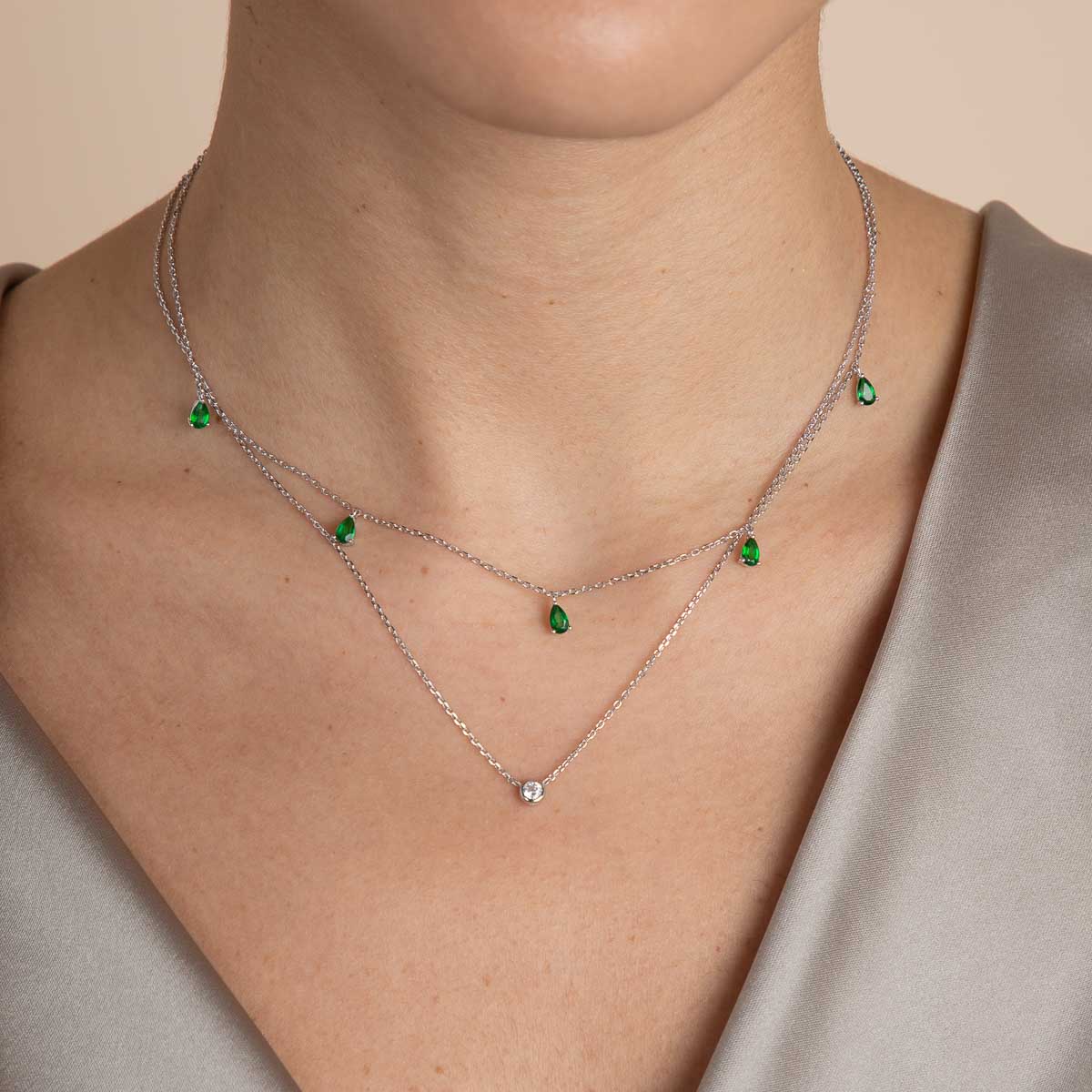 Essential Crystal Pendant Necklace in Silver