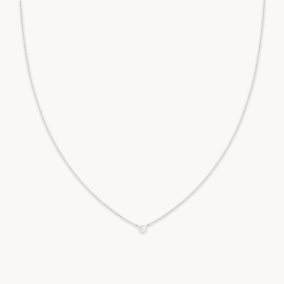 Essential Crystal Pendant Necklace in Silver