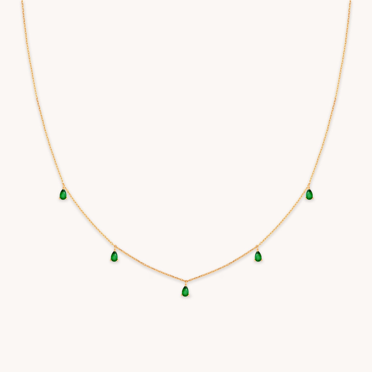 Green Topaz Charm Necklace in Gold