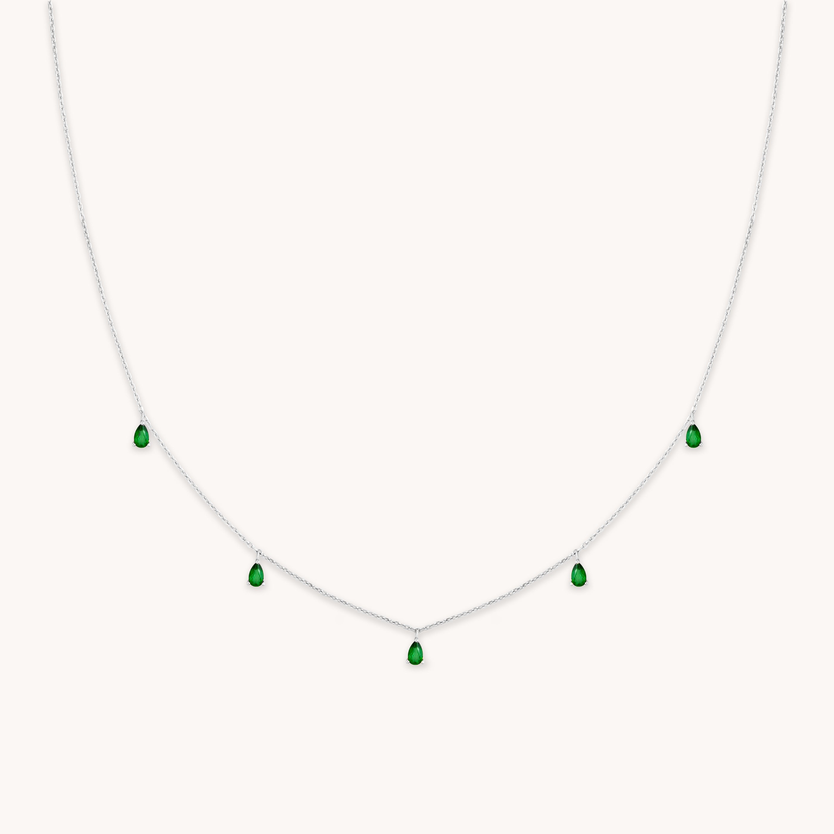 Green Topaz Charm Necklace in Silver