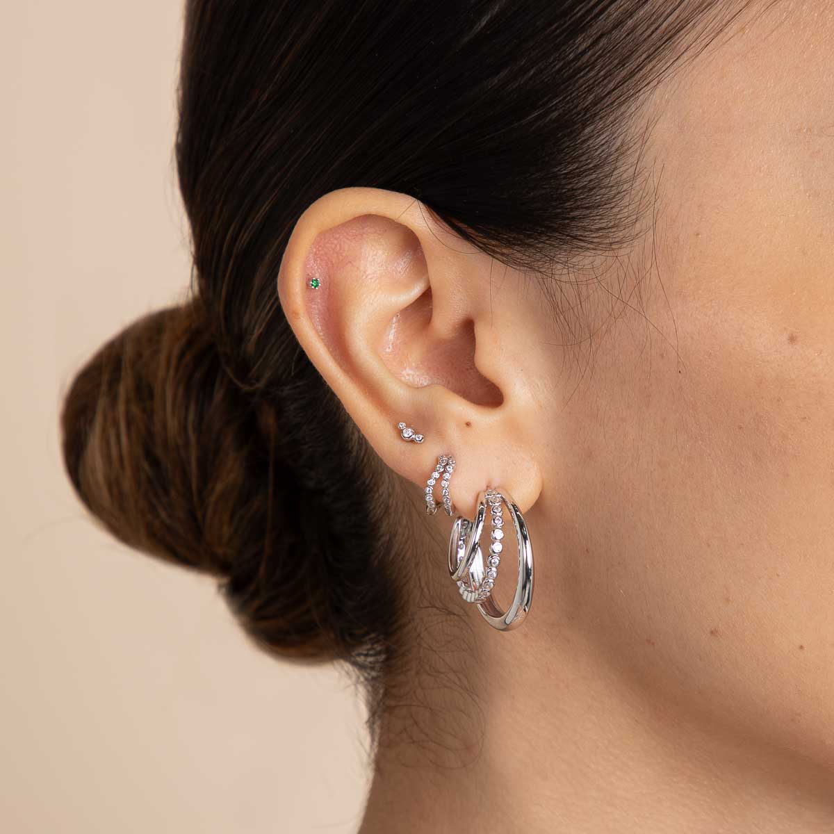 Gleam Illusion Crystal Hoops in Silver