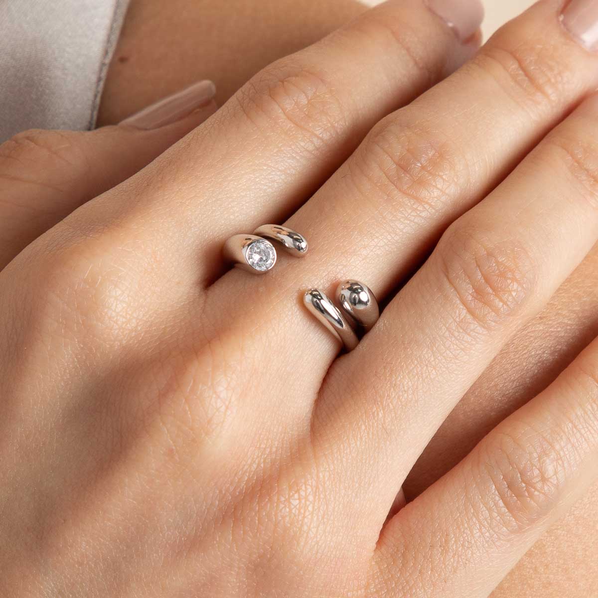 Gleam Crystal Open Ring in Silver