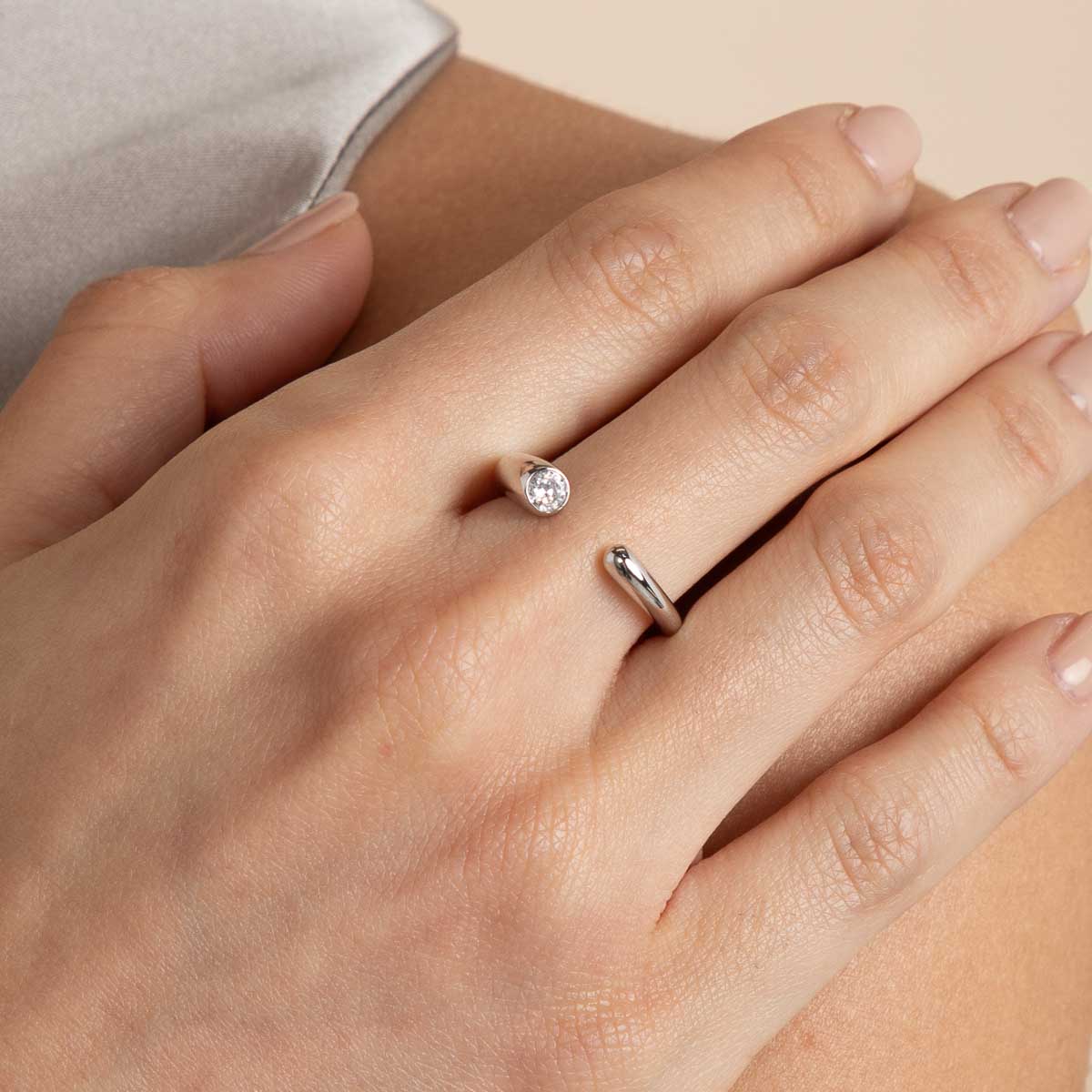 Gleam Crystal Open Ring in Silver