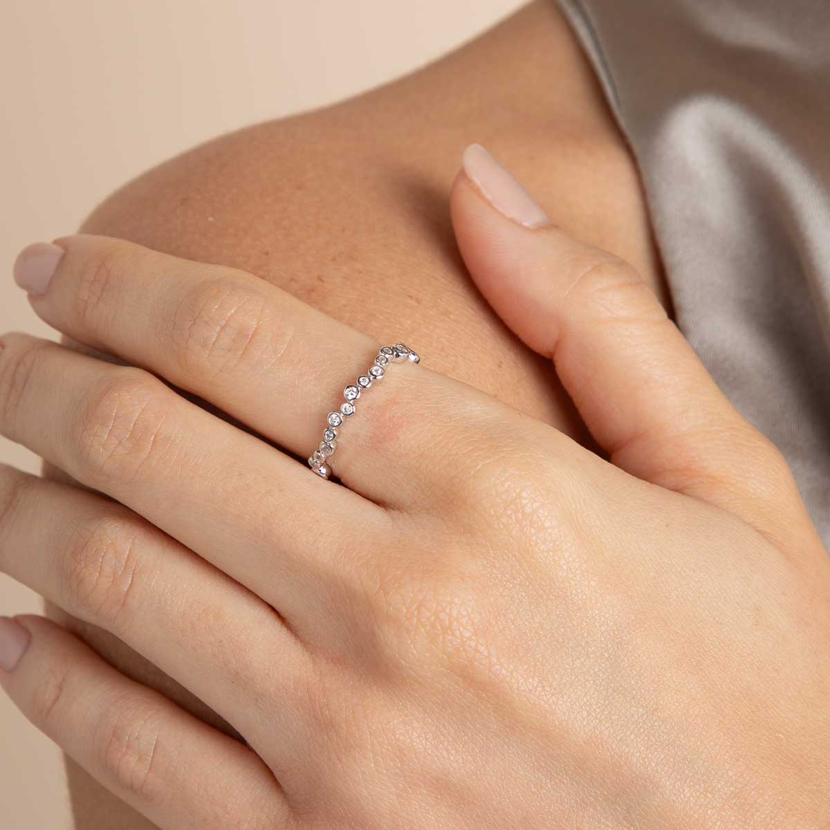 Gleam Crystal Band Ring in Silver