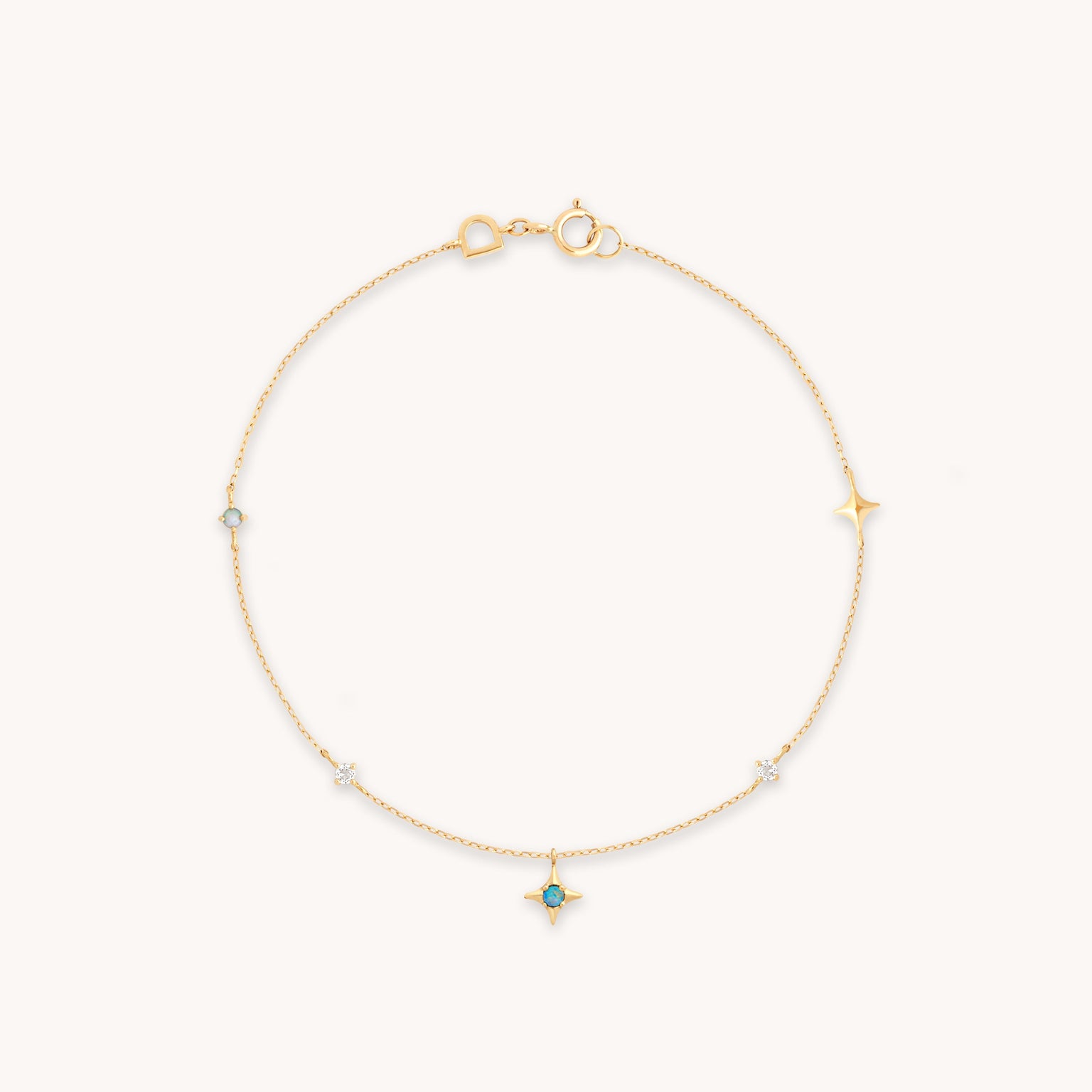Cosmic Star Opal Charm Bracelet in Solid Gold