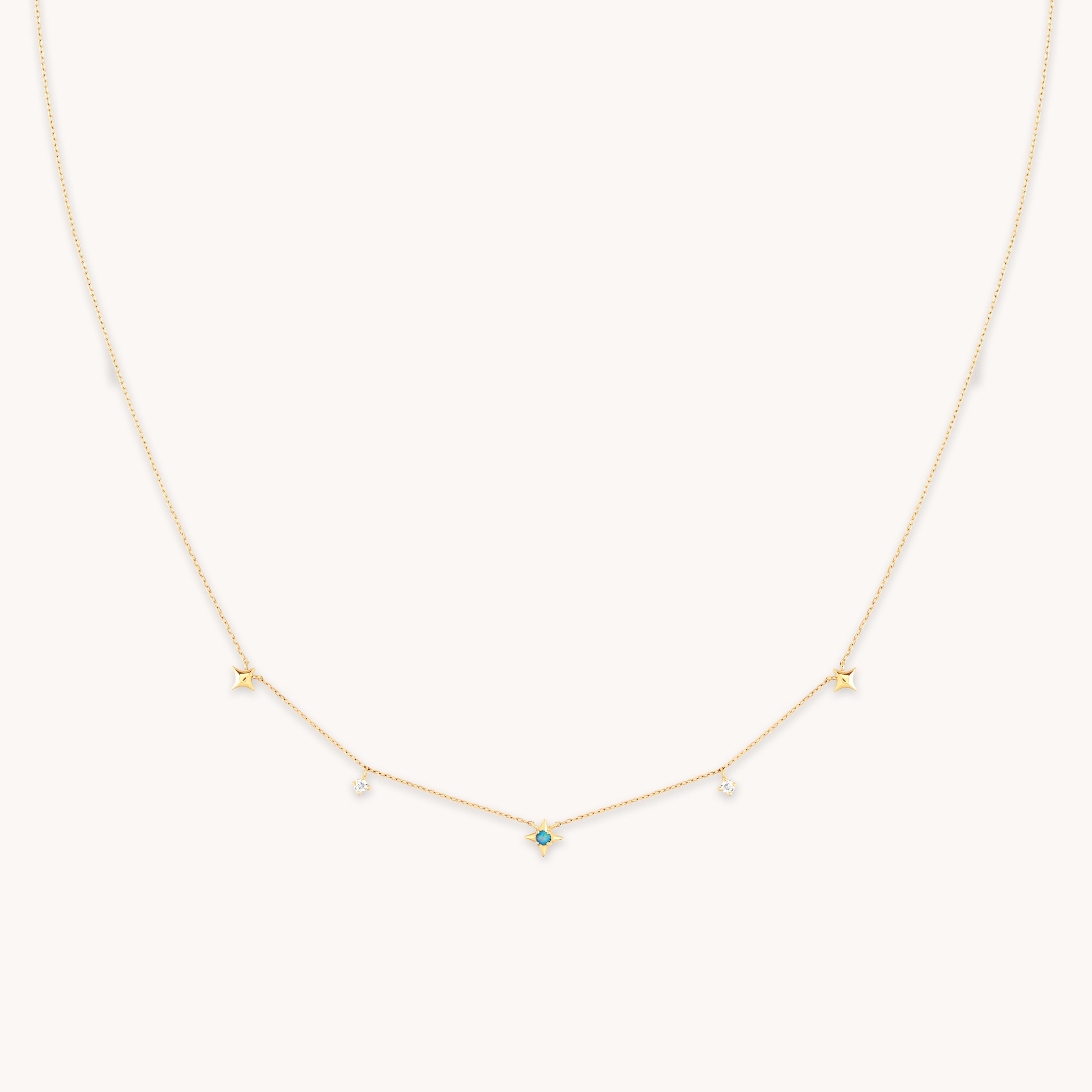 Cosmic Star Opal Charm Necklace in Solid Gold