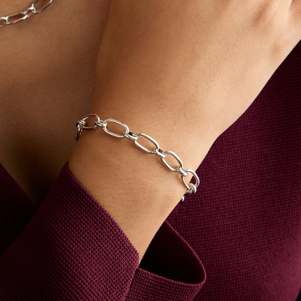 Open Link Chain Bracelet in Silver