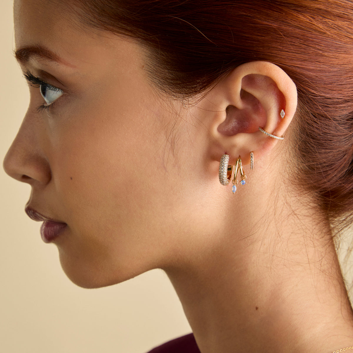 Bold Pavé Hoops in Gold