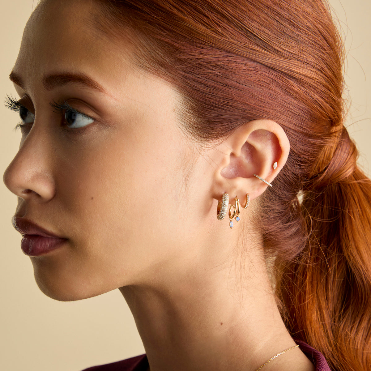Bold Pavé Hoops in Gold
