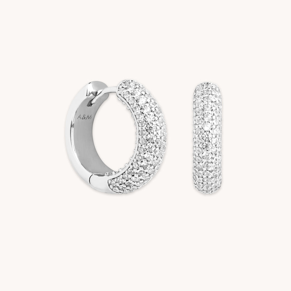 Bold Pavé Hoops in Silver