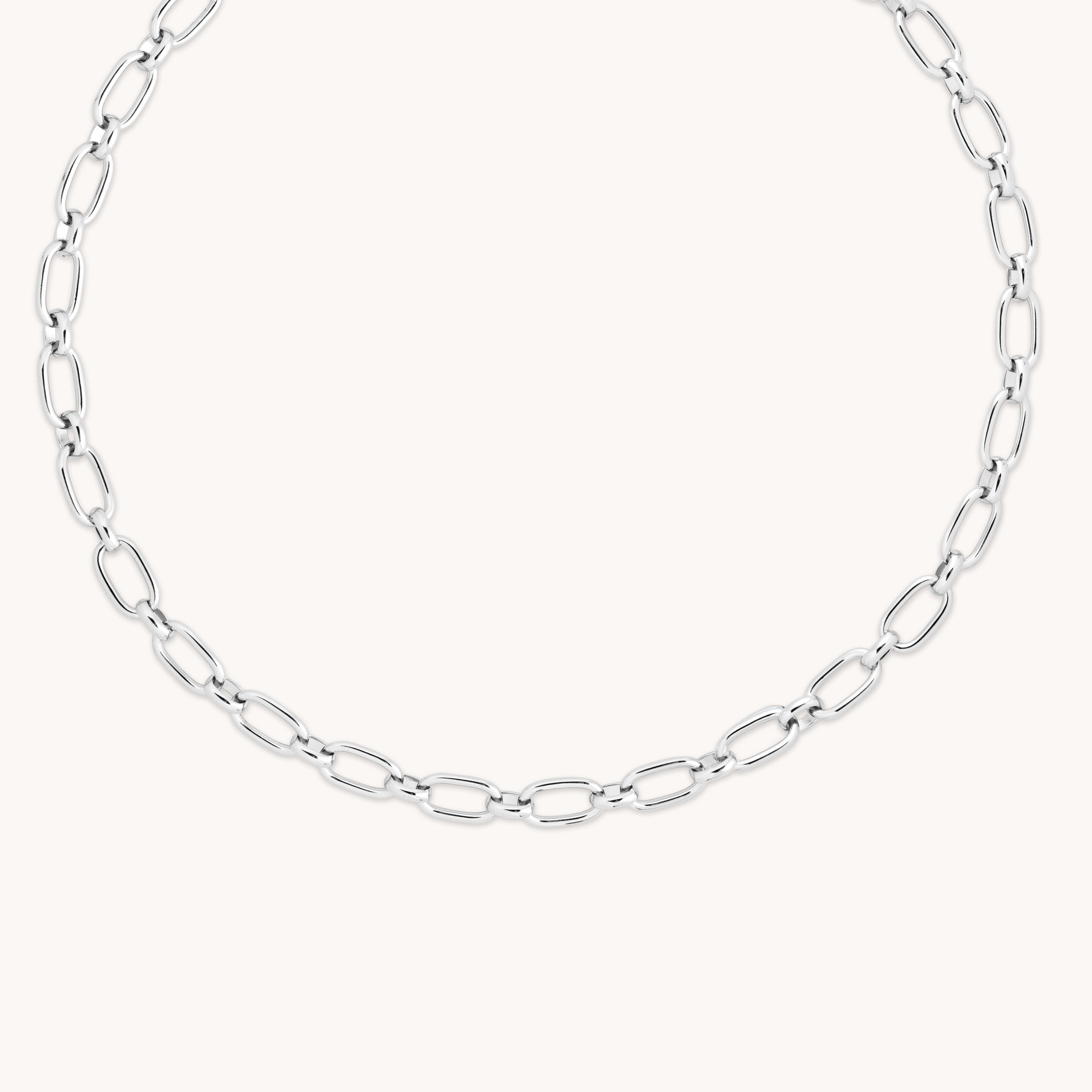 Open Link Chain Necklace in Silver