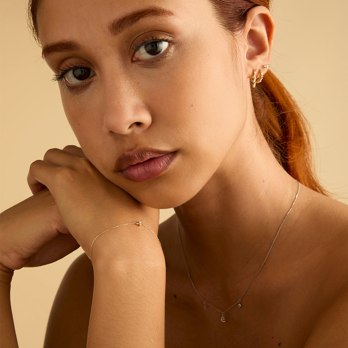 White Topaz Cluster Huggies in 9k Gold