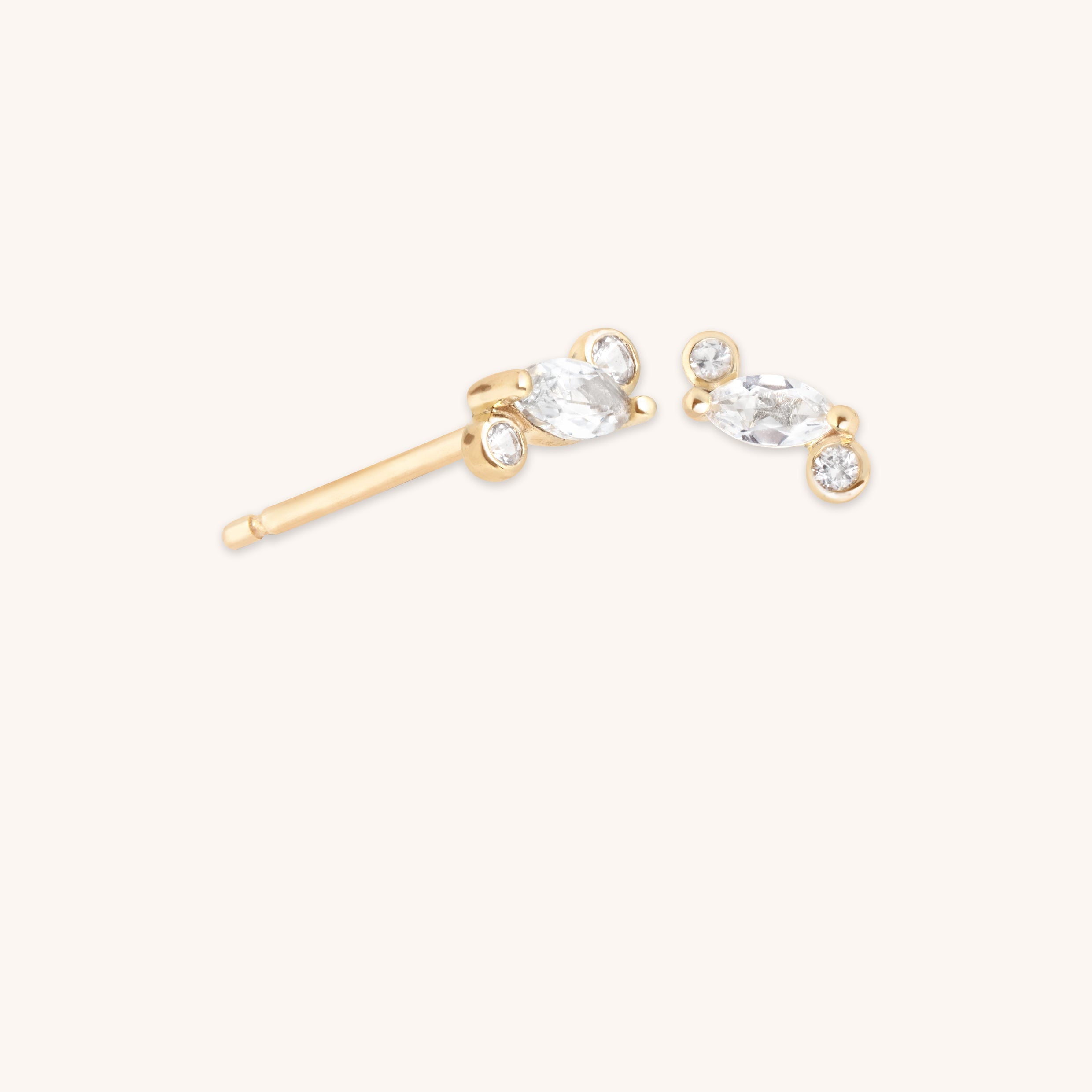 White Topaz Cluster Studs in 9k Gold