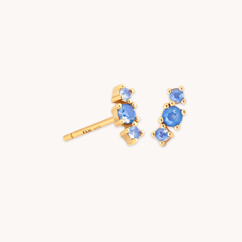Opal Curved Stud Earrings in Gold