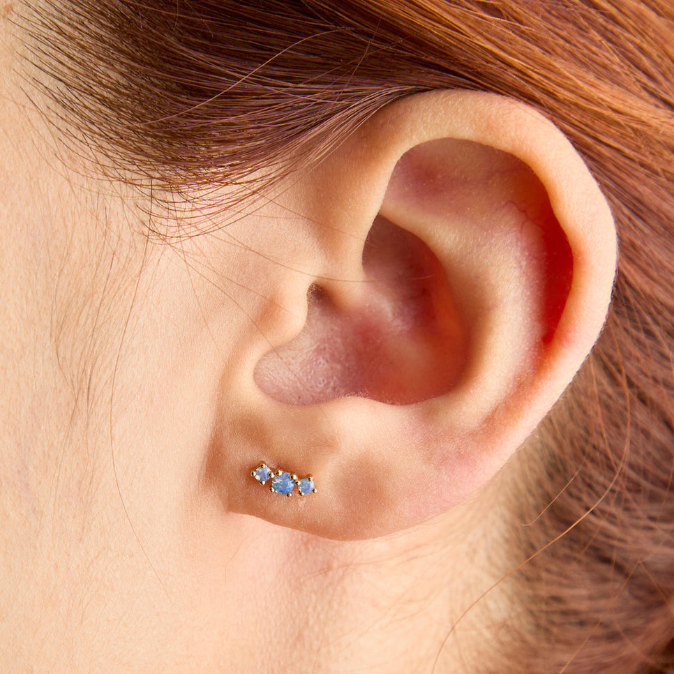 Opal Curved Stud Earrings in Gold