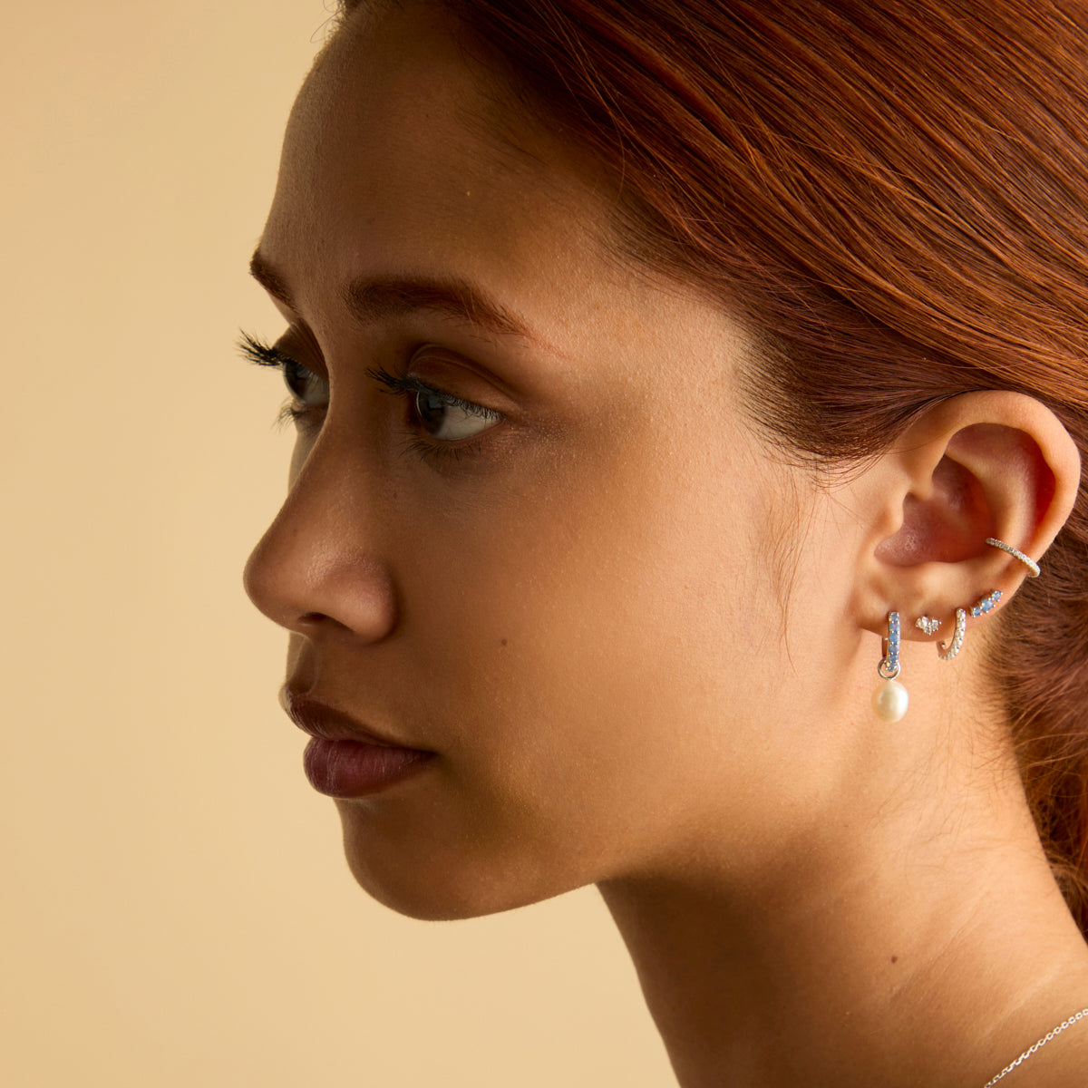 Opal Curved Stud Earrings in Silver