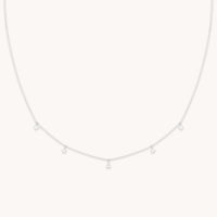 Diamond Charm Necklace in Solid White Gold