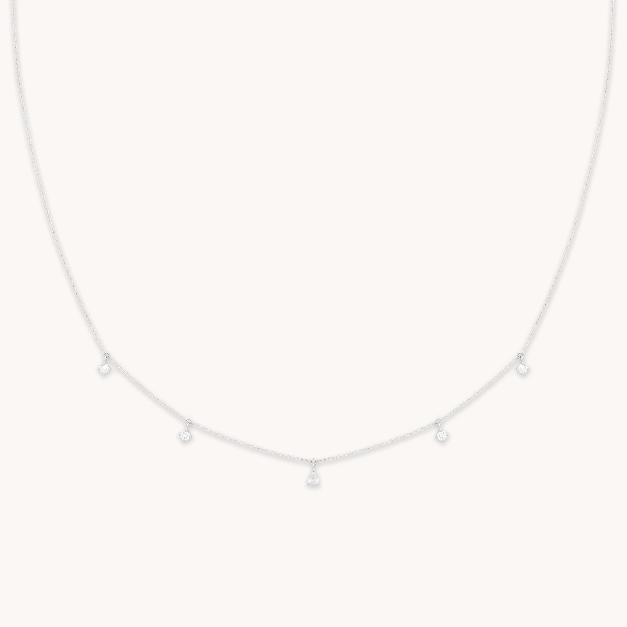Diamond Charm Necklace in Solid White Gold