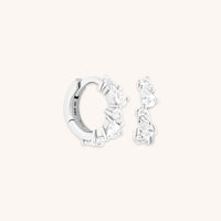 Crystal Pear Huggies in Silver