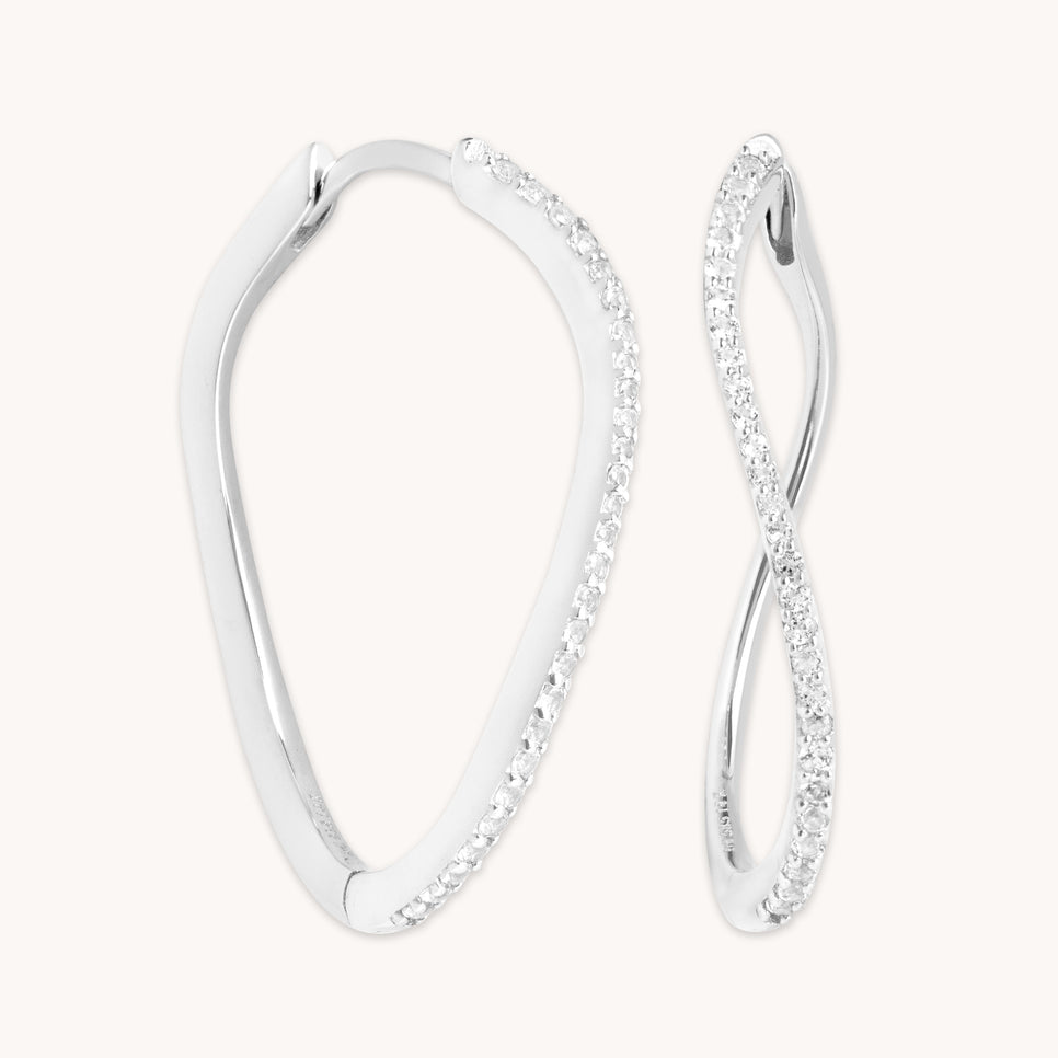 Infinite Topaz Pavé Hoops in Solid White Gold