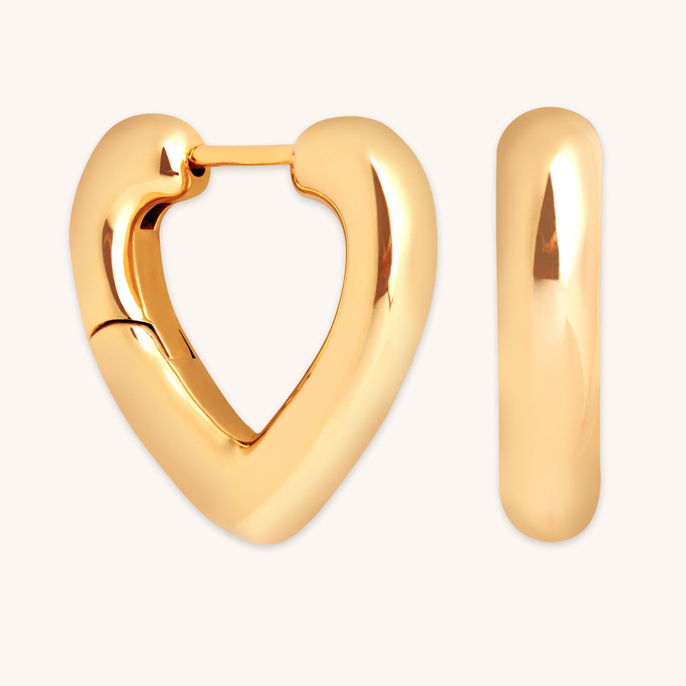 Heart Open Hoops in Gold
