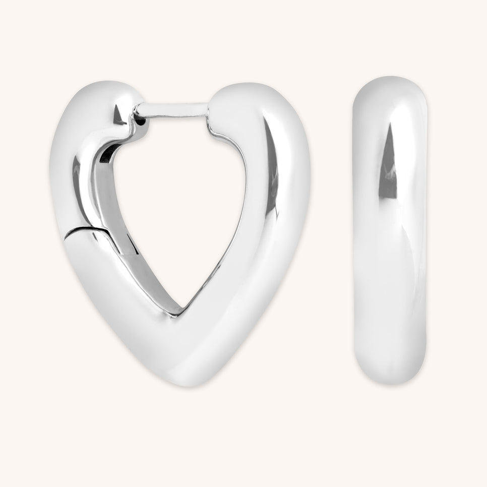 Heart Open Hoops in Silver