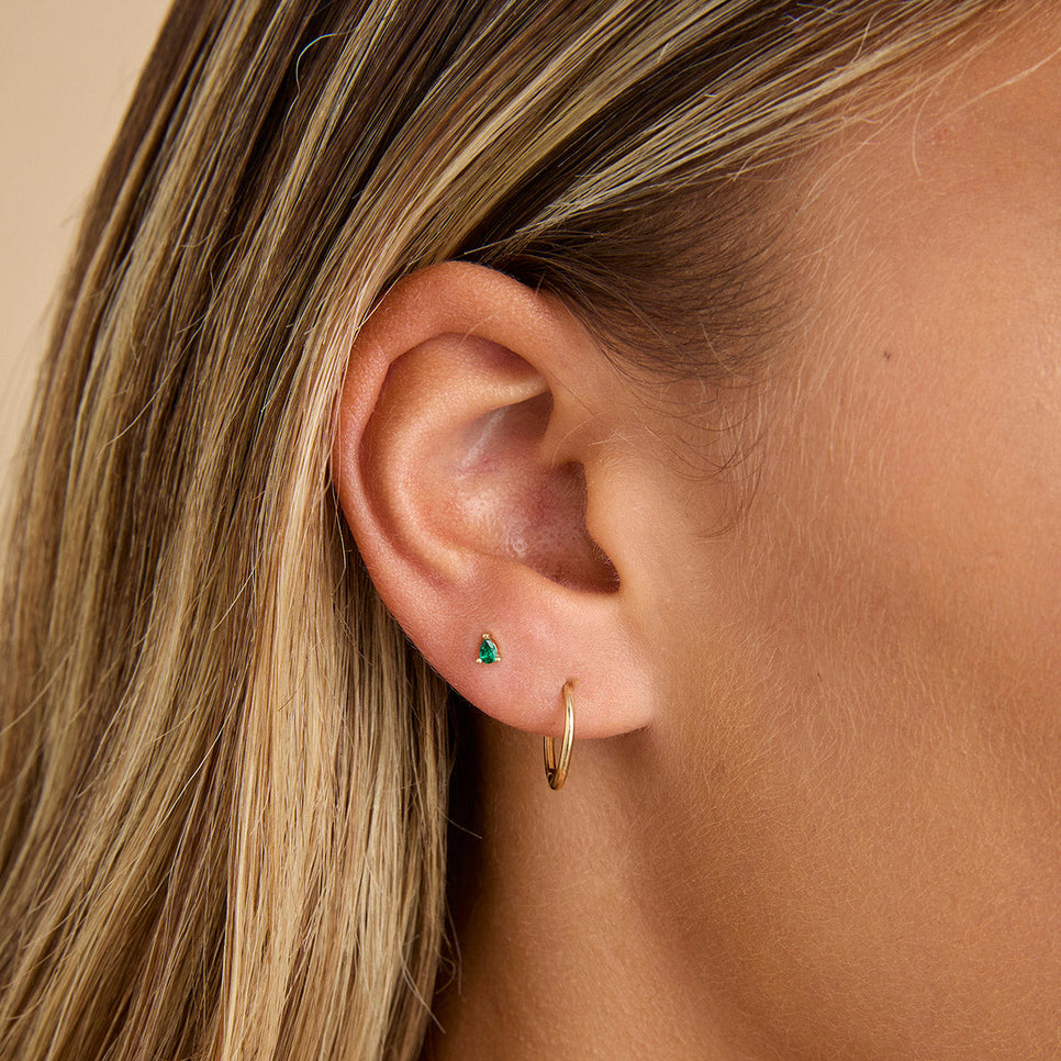 Emerald Pear Piercing Stud in Solid Gold