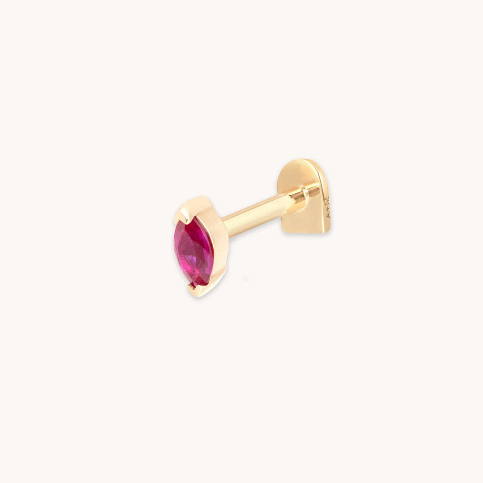 Pink Sapphire Marquise Piercing Stud in Solid Gold
