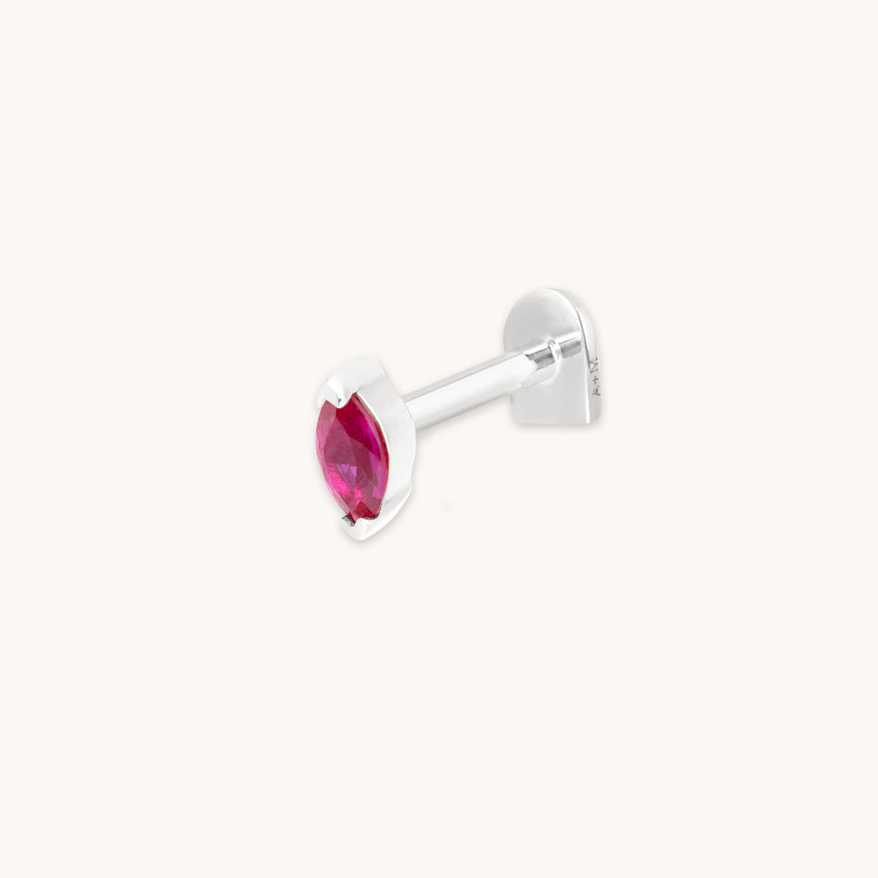 Pink Sapphire Marquise Piercing Stud in Solid White Gold