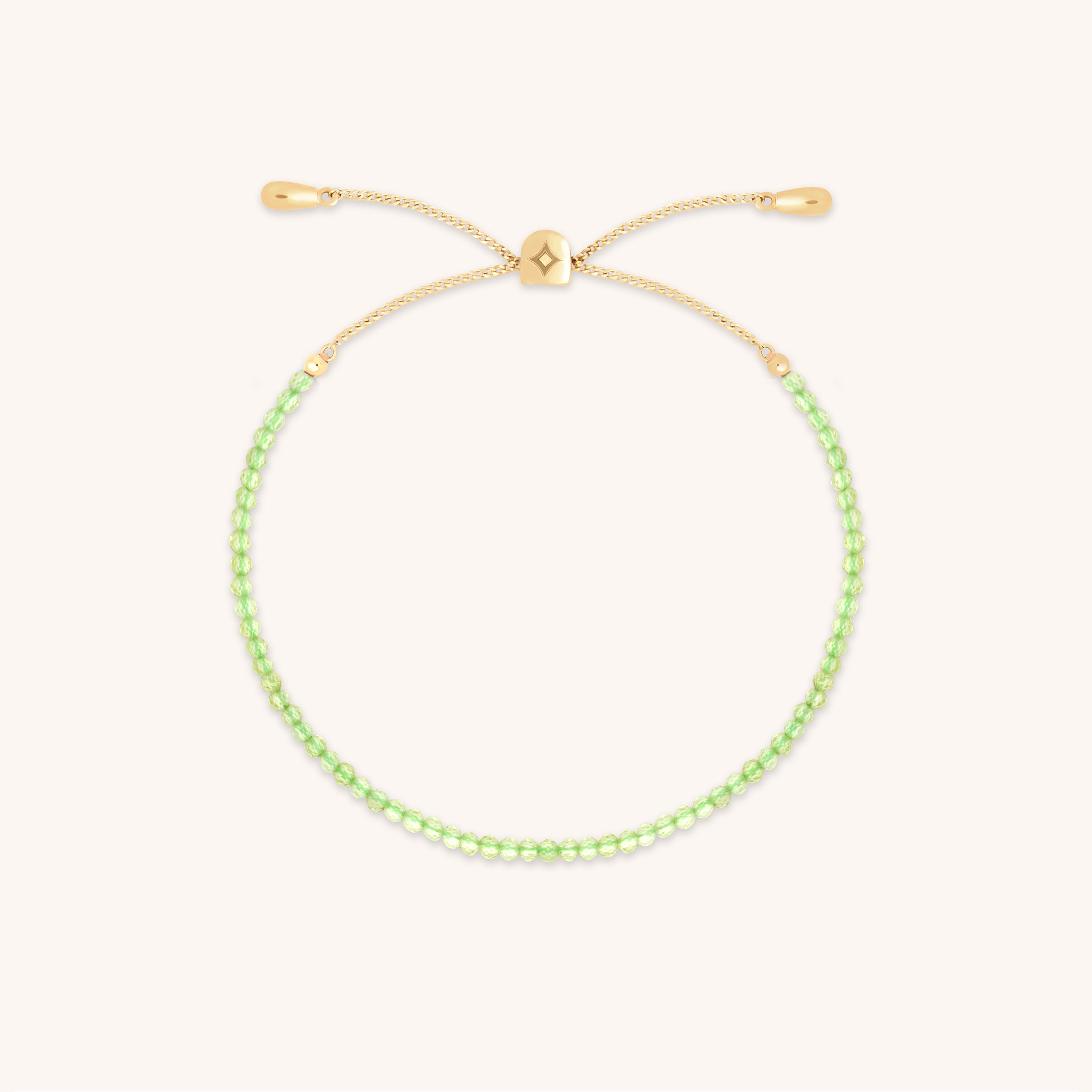Peridot August Beaded Bracelet in Solid Gold