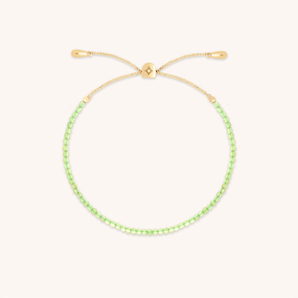 Peridot August Beaded Bracelet in Solid Gold