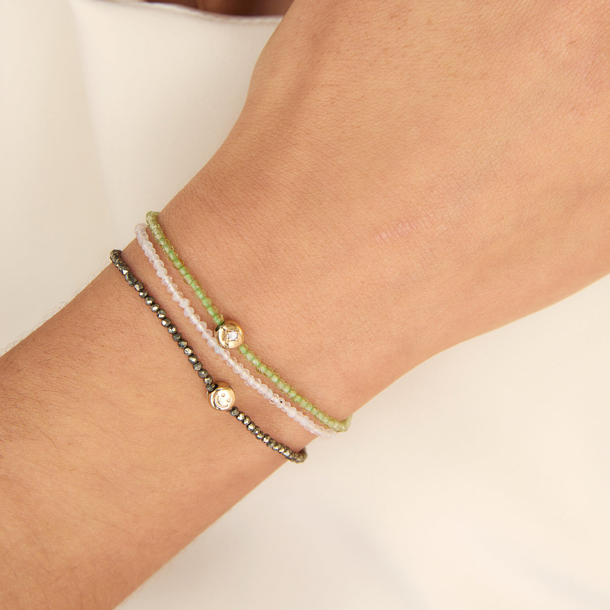 Peridot August Beaded Bracelet in Solid Gold